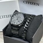NEW✅GIFT SET✅ Citizen Eco-Drive Brycen Black Steel Men's Watch 43 MM CA4285-68E