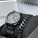 NEW✅GIFT SET✅ Citizen Eco-Drive Brycen Black Steel Men's Watch 43 MM CA4285-68E
