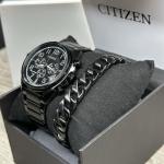 NEW✅GIFT SET✅ Citizen Eco-Drive Brycen Black Steel Men's Watch 43 MM CA4285-68E