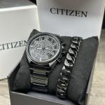 NEW✅GIFT SET✅ Citizen Eco-Drive Brycen Black Steel Men's Watch 43 MM CA4285-68E