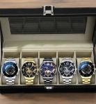 Geneva 5 Piece Mens Watch Set Luxury Quartz Chronograph Gift Gold Silver Black