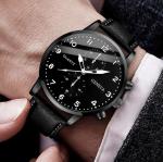 Geneva Black Watch and 2 Bracelets Gift Set Men’s Luxury Chronograph New 3 Piece