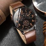 5pc Retro Men Quartz Watch and Fashion Bracelet Gift Set Holiday Gift New Brown