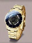 Geneva 5 Piece Mens Watch Set Luxury Quartz Chronograph Gift Gold Silver Black