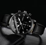 Geneva Black Watch and 2 Bracelets Gift Set Men’s Luxury Chronograph New 3 Piece