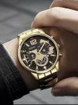 Geneva 5 Piece Mens Watch Set Luxury Quartz Chronograph Gift Gold Silver Black