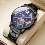 Geneva 5 Piece Mens Watch Set Luxury Quartz Chronograph Gift Gold Silver Black