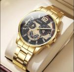 Geneva 5 Piece Mens Watch Set Luxury Quartz Chronograph Gift Gold Silver Black