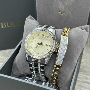 NEW✅ GIFT SET✅ Bulova Crystal Two-Tone Men's Steel Watch 98K106 $695