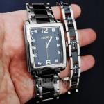 Men Elgin Luxury Bling Lab Diamond Stainless Steel Watch & Bracelet Gift Set