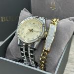 NEW✅ GIFT SET✅ Bulova Crystal Two-Tone Men's Steel Watch 98K106 $695