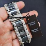 Men Elgin Luxury Bling Lab Diamond Stainless Steel Watch & Bracelet Gift Set