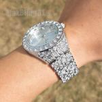 MEN'S ICED HIP HOP STYLE GOLDEN NUGGET CZ LUXURY BLING WATCH & BRACELET GIFT SET