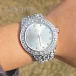 MEN'S ICED HIP HOP STYLE GOLDEN NUGGET CZ LUXURY BLING WATCH & BRACELET GIFT SET