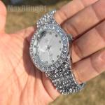 MEN'S ICED HIP HOP STYLE GOLDEN NUGGET CZ LUXURY BLING WATCH & BRACELET GIFT SET