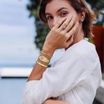 CHEETAH Women’s Gold Bangle Watch and Bracelet Set, Small Vintage Roman Dial in White