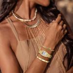 CHEETAH Women’s Gold Bangle Watch and Bracelet Set, Small Vintage Roman Dial in White