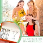 Ecation 7 Pcs Luxury Women Watch and Bracelet Set Elegant Rhinestone Jewelry Quartz Watch and Women's Wrist Bangle Diamond Ring Necklace Earrings Set with Box for Wife Ladies Gift