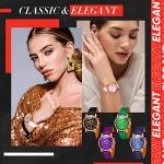 Yinkin 14 Pcs Assorted Platinum Watch Unisex Quartz Watch Sets for Women Men Ladies Watches Roman Numerals PU Leather Women's Wrist Watches