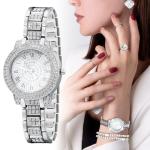Ecation 7 Pcs Luxury Women Watch and Bracelet Set Elegant Rhinestone Jewelry Quartz Watch and Women's Wrist Bangle Diamond Ring Necklace Earrings Set with Box for Wife Ladies Gift