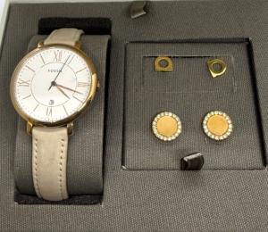 FOSSIL ES4202SET WOMEN'S JACQUELINE ROSE GOLD WATCH GIFT SET