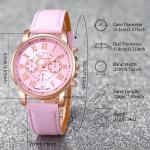 Women Watch Jewelry Set 5pcs Geneva Quartz Heart Rhinestone Leather Band Gift