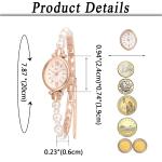 Women's Natural Pearls Oval Dial Dress Quartz Wrist Watch Bracelet Set for Gift