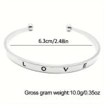 Silvery Fashion Round Quartz Watch With ‘LOVE’ Engraved Bracelet Women Gift Set