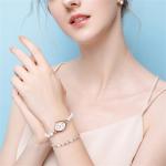 Women's Natural Pearls Oval Dial Dress Quartz Wrist Watch Bracelet Set for Gift