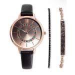Gold Tone Crystal Bracelet Watch Ombre Dial (3 Piece Set) Chic Gifts For Her NEW