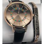 Gold Tone Crystal Bracelet Watch Ombre Dial (3 Piece Set) Chic Gifts For Her NEW