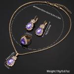 5pcs Purple Women Baroque Flower Rhinestone Quartz Bangle Watch Jewelry Set Gift