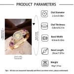 5pcs Purple Women Baroque Flower Rhinestone Quartz Bangle Watch Jewelry Set Gift