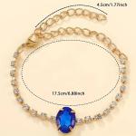 2Pc Boho Luxury Blue Rhinestone Women Quartz Watch & Bracelet Set Gift New