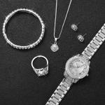 Women's Watch Bracelet Stainless Steel Strap Woman Necklace Earrings Set Gift
