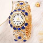 2Pc Boho Luxury Blue Rhinestone Women Quartz Watch & Bracelet Set Gift New