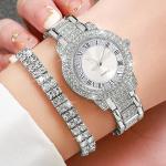 Women's Watch Bracelet Stainless Steel Strap Woman Necklace Earrings Set Gift