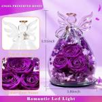 Beferr Christmas Birthday Gifts for Women, Mom Gifts for Christmas Fresh Flowers for Delivery Prime Forever Preserved Rose in Glass Angel Figurine Xmas Gifts for Grandma Wife Sister Her, Purple