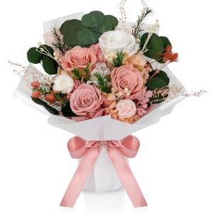 Perfectione Roses 4 Roses Mixed Bouquet for Mother's Day, Flowers for Delivery, Preserved Flowers Birthday Gift for Women Mom Wife Grandma Her, Dusty Rose