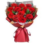 ADDWel Preserved Red Rose Bouquet – A Dozen Real Fresh Flowers for Delivery on Christmas Valentine's Day Birthday Anniversary, Romantic Gifts for Wife, Girlfriend, Her