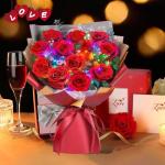 ADDWel Preserved Red Rose Bouquet – A Dozen Real Fresh Flowers for Delivery on Christmas Valentine's Day Birthday Anniversary, Romantic Gifts for Wife, Girlfriend, Her