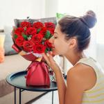 ADDWel Preserved Red Rose Bouquet – A Dozen Real Fresh Flowers for Delivery on Christmas Valentine's Day Birthday Anniversary, Romantic Gifts for Wife, Girlfriend, Her