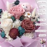 Polylove Forever Flower Bouquet Flowers for Delivery Prime Preserved Roses with Bear Gift Box for Wife Women Mother Day Anniversary Birthday (Purple)