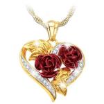 3 Piece Set of Women's Jewelry Rose Necklace Earrings Luxury Gift 