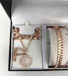 Women's 5-Piece Jewelry Set - Watch, Bangles and Necklaces  - Rosegold gift box