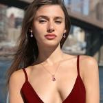 *NEW* Jewelry Gift Set PINK ROSE Necklace and Earrings Set w/ Austrian Crystals