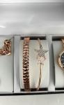 Women's 5-Piece Jewelry Set - Watch, Bangles and Necklaces  - Rosegold gift box