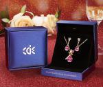 *NEW* Jewelry Gift Set PINK ROSE Necklace and Earrings Set w/ Austrian Crystals