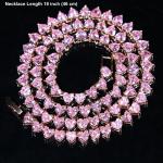 18k Rose Gold Plated Heart Tennis Necklace Pink Swarovski Crystal Women Jewelry