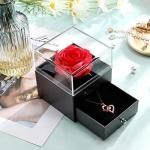 "Real Preserved Rose and Necklace Gifts Set for Mom Wife Girlfriends – Anniversa